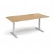 Elev8 Touch boardroom table 2000mm x 1000mm - silver frame, oak top EVTBT20-S-O