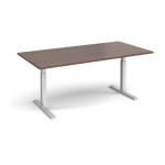 Elev8 Touch boardroom table 2000mm x 1000mm - silver frame, walnut top EVTBT20-S-W