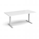 Elev8 Touch boardroom table 2000mm x 1000mm - silver frame, white top EVTBT20-S-WH