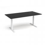 Elev8 Touch boardroom table 2000mm x 1000mm - white frame, black top EVTBT20-WH-BK