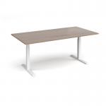 Elev8 Touch boardroom table 2000mm x 1000mm - white frame, Barcelona walnut top EVTBT20-WH-BW