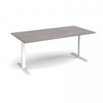 Elev8 Touch boardroom table 2000mm x 1000mm - white frame, grey oak top EVTBT20-WH-GO