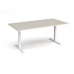 Elev8 Touch boardroom table 2000mm x 1000mm - white frame, light grey top EVTBT20-WH-LG