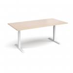 Elev8 Touch boardroom table 2000mm x 1000mm - white frame and maple top