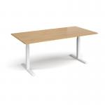 Elev8 Touch boardroom table 2000mm x 1000mm - white frame, oak top EVTBT20-WH-O