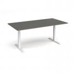 Elev8 Touch boardroom table 2000mm x 1000mm - white frame, onyx grey top EVTBT20-WH-OG