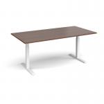 Elev8 Touch boardroom table 2000mm x 1000mm - white frame and walnut top EVTBT20-WH-W