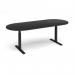 Elev8 Touch radial end boardroom table 2400mm x 1000mm - black frame, black top EVTBT24-K-BK