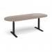 Elev8 Touch radial end boardroom table 2400mm x 1000mm - black frame, Barcelona walnut top EVTBT24-K-BW