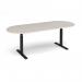 Elev8 Touch radial end boardroom table 2400mm x 1000mm - black frame, light grey top EVTBT24-K-LG
