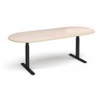 Elev8 Touch radial end boardroom table 2400mm x 1000mm - black frame and maple top