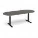 Elev8 Touch radial end boardroom table 2400mm x 1000mm - black frame, onyx grey top EVTBT24-K-OG