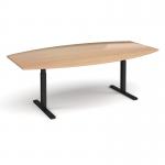 Elev8 Touch radial boardroom table 2400mm x 8001300mm - black frame, beech top EVTBT24R-K-B