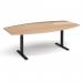 Elev8 Touch radial boardroom table 2400mm x 8001300mm - black frame, beech top EVTBT24R-K-B