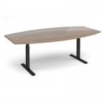 Elev8 Touch radial boardroom table 2400mm x 8001300mm - black frame, Barcelona walnut top EVTBT24R-K-BW