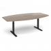 Elev8 Touch radial boardroom table 2400mm x 8001300mm - black frame, Barcelona walnut top EVTBT24R-K-BW