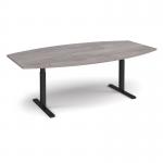 Elev8 Touch radial boardroom table 2400mm x 8001300mm - black frame, grey oak top EVTBT24R-K-GO