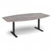 Elev8 Touch radial boardroom table 2400mm x 8001300mm - black frame, grey oak top EVTBT24R-K-GO