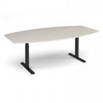 Elev8 Touch radial boardroom table 2400mm x 8001300mm - black frame, light grey top EVTBT24R-K-LG