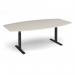 Elev8 Touch radial boardroom table 2400mm x 8001300mm - black frame, light grey top EVTBT24R-K-LG
