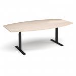 Elev8 Touch radial boardroom table 2400mm x 800/1300mm - black frame and maple top