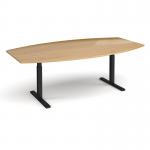 Elev8 Touch radial boardroom table 2400mm x 8001300mm - black frame, oak top EVTBT24R-K-O