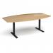 Elev8 Touch radial boardroom table 2400mm x 8001300mm - black frame, oak top EVTBT24R-K-O