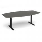 Elev8 Touch radial boardroom table 2400mm x 8001300mm - black frame, onyx grey top EVTBT24R-K-OG