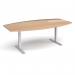 Elev8 Touch radial boardroom table 2400mm x 8001300mm - silver frame, beech top EVTBT24R-S-B