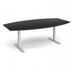 Elev8 Touch radial boardroom table 2400mm x 8001300mm - silver frame, black top EVTBT24R-S-BK