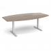 Elev8 Touch radial boardroom table 2400mm x 8001300mm - silver frame, Barcelona walnut top EVTBT24R-S-BW