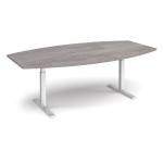 Elev8 Touch radial boardroom table 2400mm x 8001300mm - silver frame, grey oak top EVTBT24R-S-GO