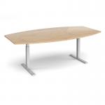 Elev8 Touch radial boardroom table 2400mm x 8001300mm - silver frame, kendal oak top EVTBT24R-S-KO