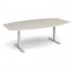 Elev8 Touch radial boardroom table 2400mm x 8001300mm - silver frame, light grey top EVTBT24R-S-LG