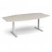 Elev8 Touch radial boardroom table 2400mm x 8001300mm - silver frame, light grey top EVTBT24R-S-LG