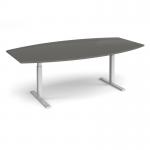 Elev8 Touch radial boardroom table 2400mm x 8001300mm - silver frame, onyx grey top EVTBT24R-S-OG