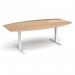 Elev8 Touch radial boardroom table 2400mm x 8001300mm - white frame, beech top EVTBT24R-WH-B