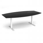 Elev8 Touch radial boardroom table 2400mm x 8001300mm - white frame, black top EVTBT24R-WH-BK
