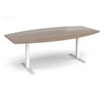Elev8 Touch radial boardroom table 2400mm x 8001300mm - white frame, Barcelona walnut top EVTBT24R-WH-BW