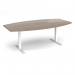Elev8 Touch radial boardroom table 2400mm x 8001300mm - white frame, Barcelona walnut top EVTBT24R-WH-BW