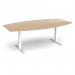 Elev8 Touch radial boardroom table 2400mm x 8001300mm - white frame, kendal oak top EVTBT24R-WH-KO