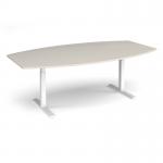 Elev8 Touch radial boardroom table 2400mm x 8001300mm - white frame, light grey top EVTBT24R-WH-LG