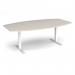 Elev8 Touch radial boardroom table 2400mm x 8001300mm - white frame, light grey top EVTBT24R-WH-LG