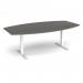 Elev8 Touch radial boardroom table 2400mm x 8001300mm - white frame, onyx grey top EVTBT24R-WH-OG
