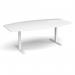 Elev8 Touch radial boardroom table 2400mm x 8001300mm - white frame, white top EVTBT24R-WH-WH