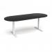 Elev8 Touch radial end boardroom table 2400mm x 1000mm - white frame, black top EVTBT24-WH-BK