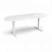 Elev8 Touch radial end boardroom table 2400mm x 1000mm - white frame, white top EVTBT24-WH-WH