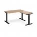 Elev8 Touch sit-stand desk 1400mm x 800mm with 800mm return desk - black frame, beech top EVTR-1400-K-B