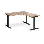 Elev8 Touch sit-stand desk 1400mm x 800mm with 800mm return desk - black frame and beech top