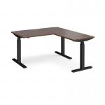 Elev8 Touch sit-stand desk 1400mm x 800mm with 800mm return desk - black frame and walnut top